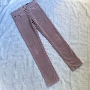 Adriano Goldschmied “The Stilt” lavender corduroy pants.